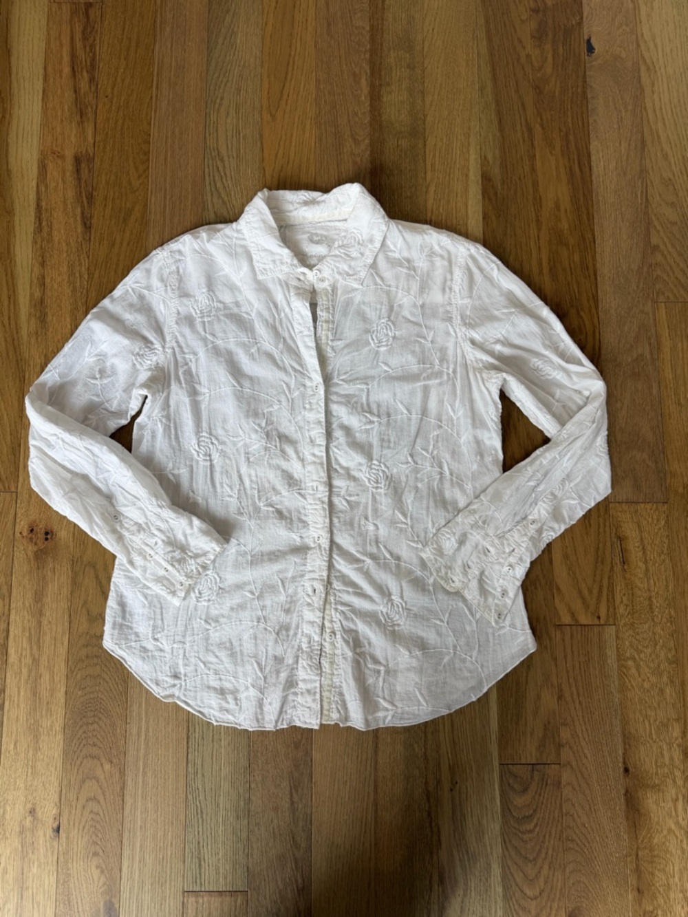 🤍 Cino White Floral Embroidered Button-Down Blouse XS 🤍 - Picture 10 of 13
